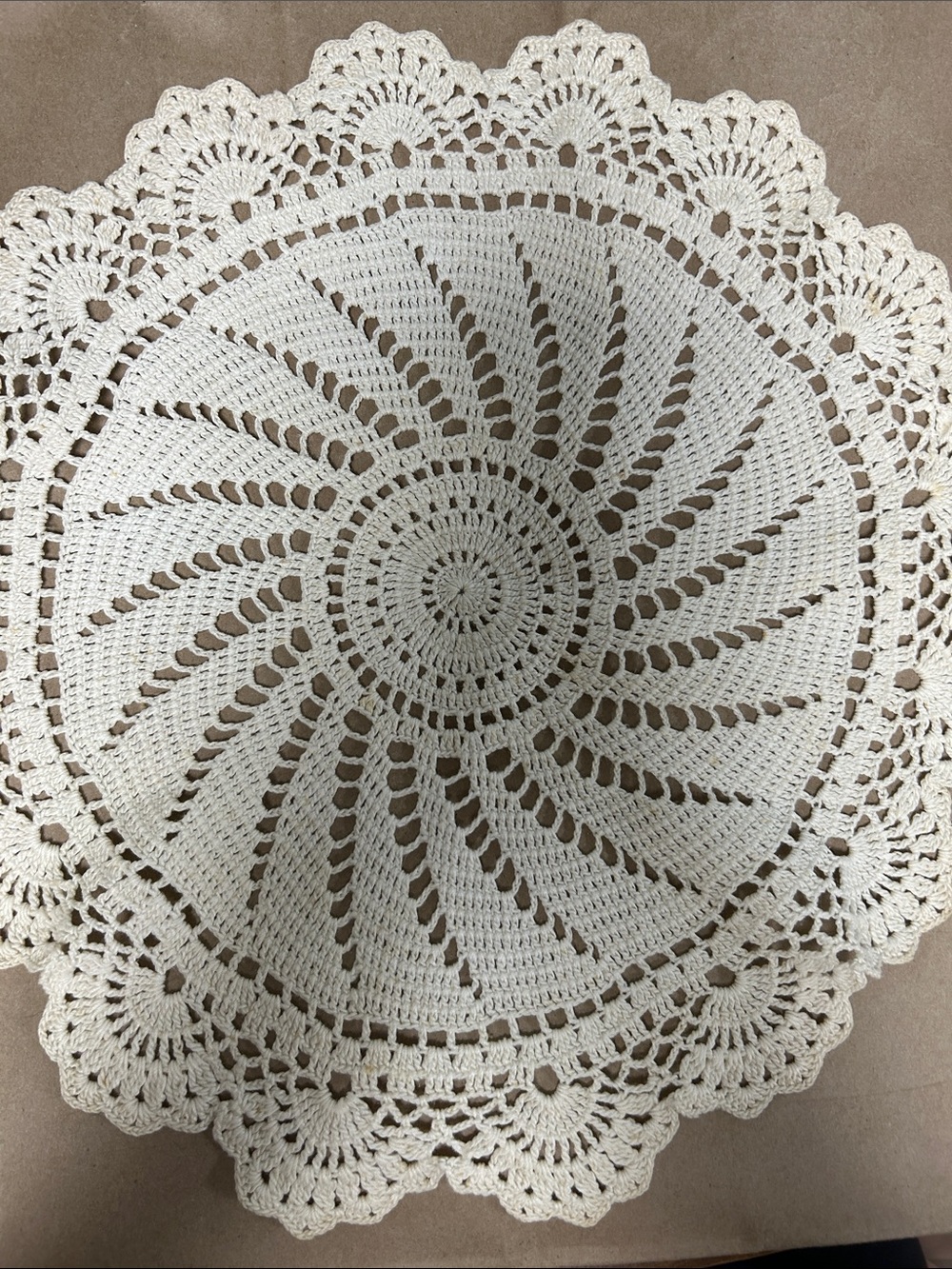 Handmade Crocheted Round Doily - Cream